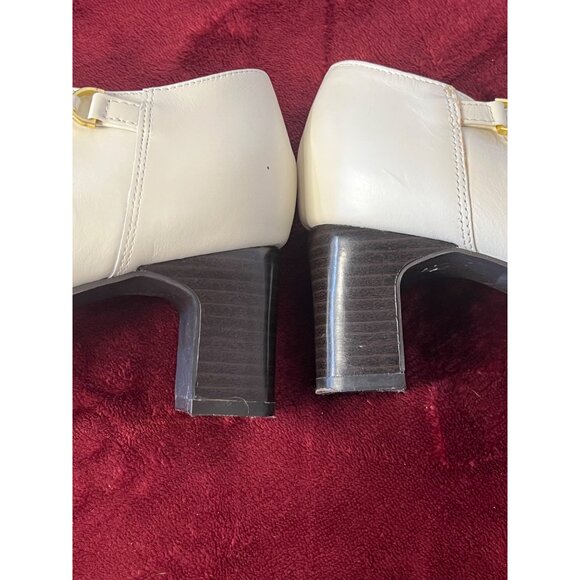 AJ Valenci Women White Leather Ankle Boot Size 8.5W flaw Comfortable Chunky Heel - Picture 8 of 16